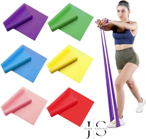 June Spring - Dyna Band - Weerstandsband - Stretchband - Oefenband - Fysio/Yoga/Pilates oefeningen- 150 cm lang - 15cm breed - Kleur Blauw