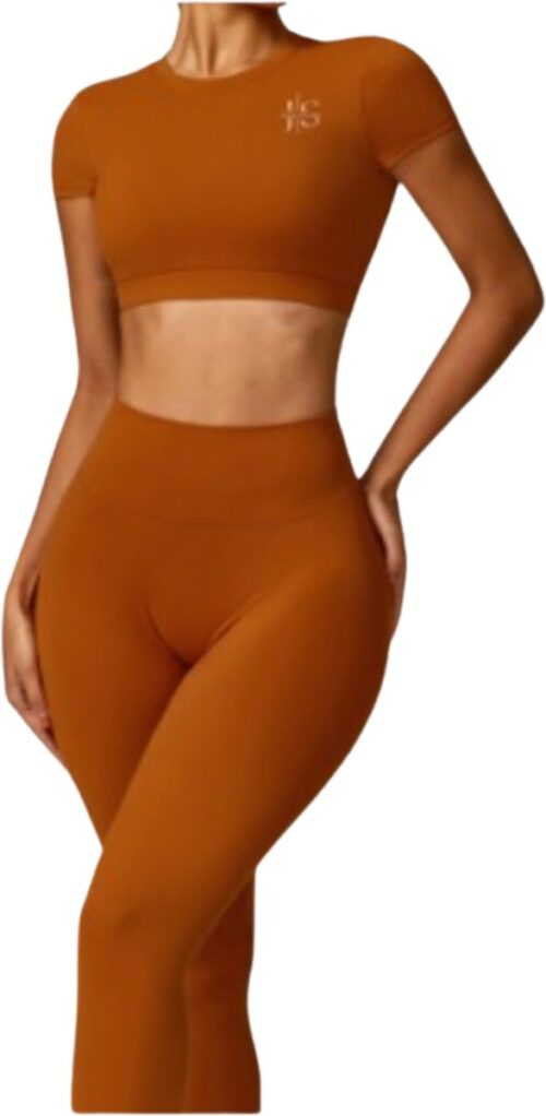 June Spring - Sport Legging - Maat M/Medium - Kleur - Cognac - Hoogwaardige kwaliteit - Vocht afvoerend - Flexibel - Comfortabel - Bil Lift - Anti-cellulite