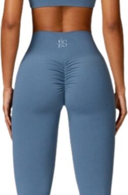 June Spring – Sport Legging – Maat S/Small – Kleur: Grijsblauw – Hoogwaardige kwaliteit – Vocht afvoerend – Flexibel – Comfortabel – Bil Lift – Anti-cellulite