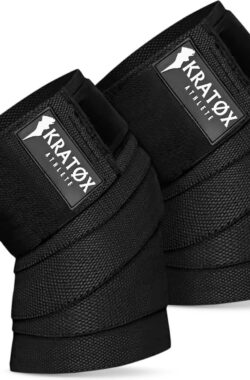 KRATØX 2 Stuks Knee wraps – Knie Wraps – Powerlifting – Kniebraces – Kniebandage – Knie bescherming krachttraining – Zwart