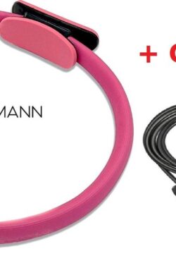 Kauffmann – GRATIS Springtouw – Pilates Ring Roze – Buikspiertrainer – Heuptrainer – Billentrainer – Fitness Ring – Yoga Ring – Sport Ring – Train je Armen en Benen – Fitness Artikelen – Fitnessmaterialen – 38cm