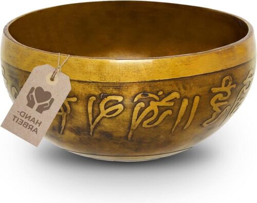 Klankschaal bloem van het leven Ø 10 cm 400 gram antiek oppervlak - Tibetaanse yoga meditatie ontspanning professionele kwaliteit singing bowl set