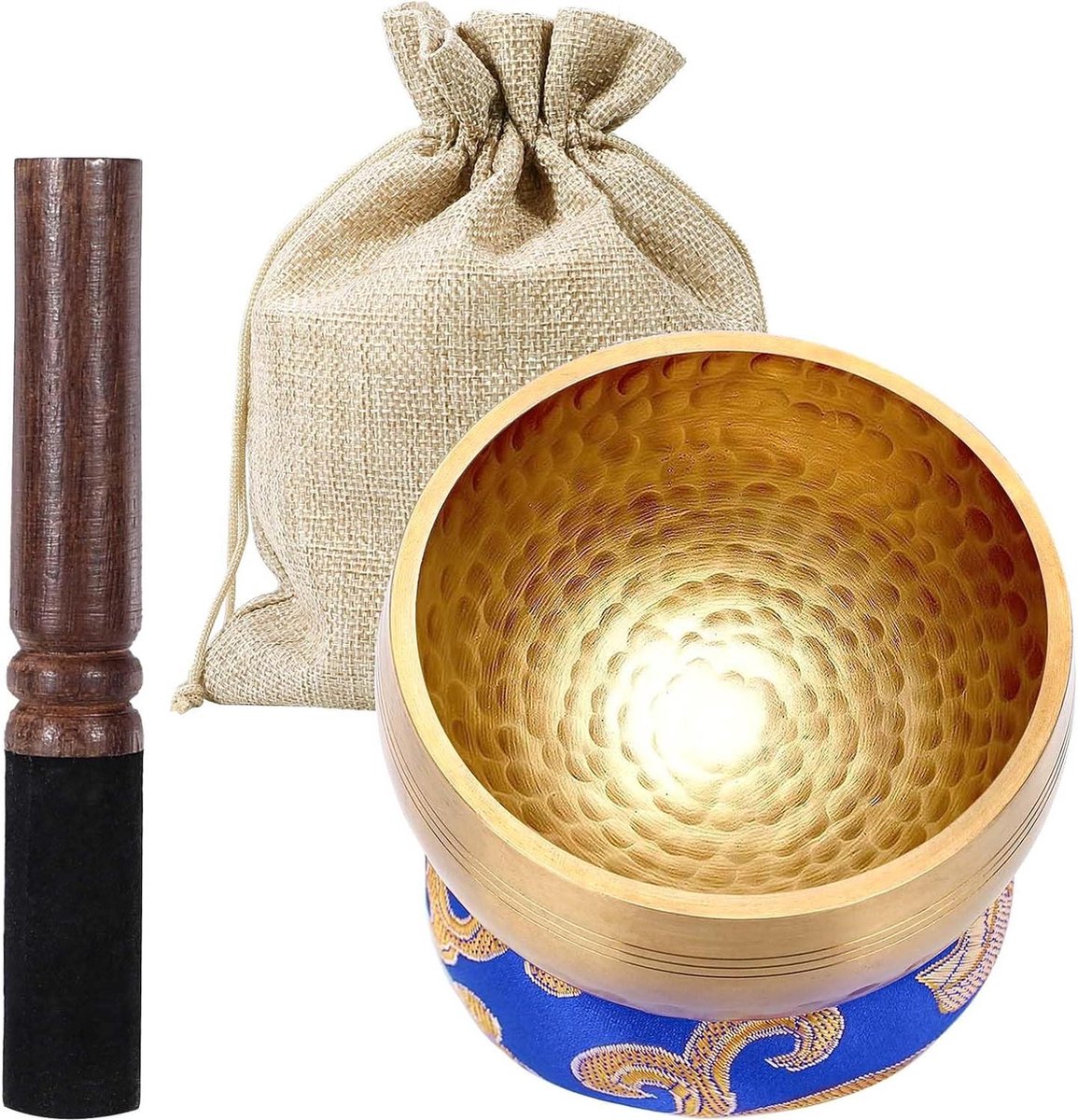 Klankschaal set - Tibetaanse klankschaal klein 8 cm handgehamerd in Nepal - Meditatie yoga chakra accessoires