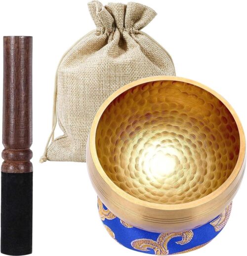 Kleine Tibetaanse klankschaal set - 8 cm handgehamerd - Nepal - Meditatie - Yoga - Chakra - Accessoires - Geschenkdoos