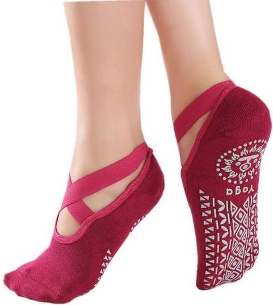 Knaak Yoga - Sokken Met Antislip - Ballerina - Rood - 1 Stuk