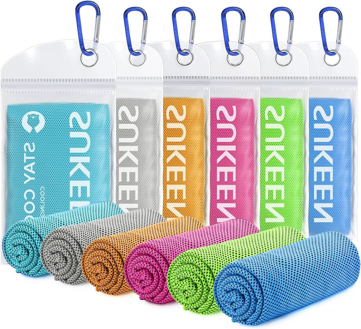 Koelhanddoek set van 6 - zachte ademende zweethanddoek voor nek - gymhanddoek voor sport, yoga, golf - blijf koel ijshanddoek - microvezel handdoek - mannen vrouwen Cooling Towels