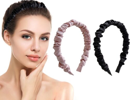 LIXIN Set 2 Stuks Dames Haarbanden - Satijn - Zwart, Roze - Haarband volwassenen - Vrouwen - Dames - Tieners - Meiden - Dans - Yoga - Hardlopen -Sport - Haaraccessoires