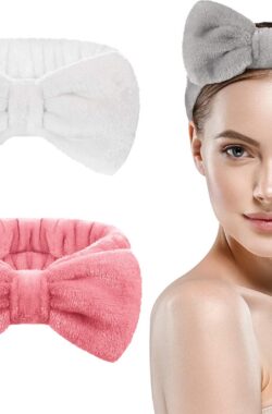 LIXIN Set 2 Stuks Make-up Haarbanden – Wit, Roze – Cosmetische hoofdband – Haarband volwassenen – Bandeau – Vrouwen – Dames – Tieners – Meiden – Dans – Yoga – Hardlopen – Sport – Haaraccessoires