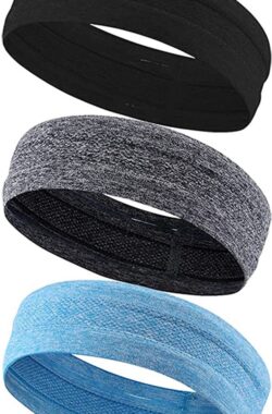 LIXIN Set 3 Stuks Sports Haarbanden – Nieuwe Stijl – Hoofdband Dames en Heren – Unisex Haarband – Volwassenen – Elastisch antislip – Lichtgewicht – Atletisch – Gym – Dans – Yoga – Hardlopen – Haaraccessoires