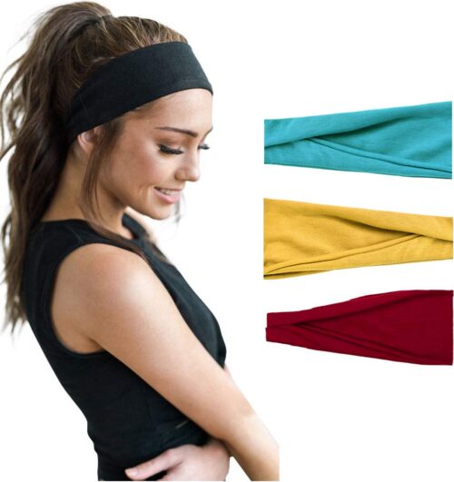 LIXIN Set 3 Stuks Vouwen Haarbanden - Dames haarbanden - Kleur 10 - Hoofdband dames - Volwassenen - Elastisch antislip - Yoga - Hardlopen - Haaraccessoires