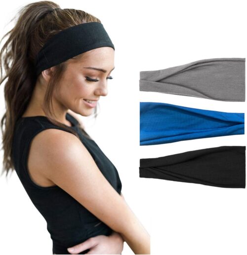 LIXIN Set 3 Stuks Vouwen Haarbanden - Dames haarbanden - Kleur 3 - Hoofdband dames - Volwassenen - Elastisch antislip - Yoga - Hardlopen - Haaraccessoires