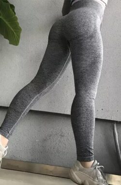 LOUZIR Fitness/Yoga legging – Fitness legging – sport legging Stretch – squat proof – donkergrijs – Naadloos – Maat L