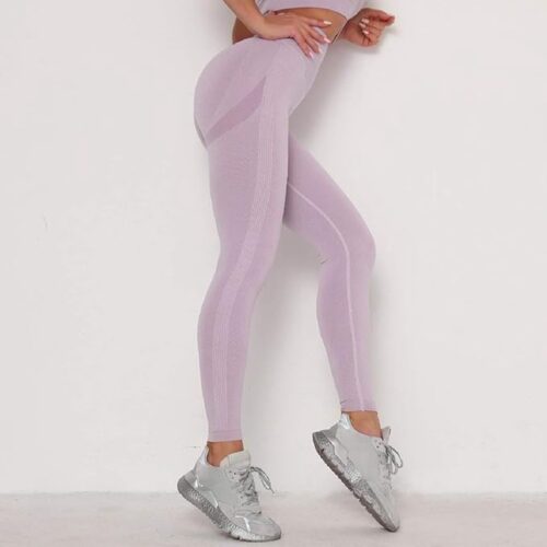 Leggings voor dames, hoge taille, ondoorzichtig, elastische sportbroek met buikcontrole, sportlegging, lange panty, yogabroek, hardlooppanty, voor hardlopen, fietsen, fitness - kleur roze - maat S