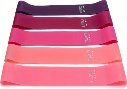 Linsabo Goods Weerstandsbanden Set Roze - 5 Sterke Resistance Bands tot 18 kg - Inclusief Opbergzakje - Fitness Elastieken voor Thuis & Sportschool