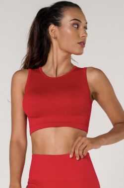 Lucas&Olivia- Sporttop Dames- Crop top Dames- Yoga- Pilates- Hardlopen- Wandelen- Fitness- Rood Maat L