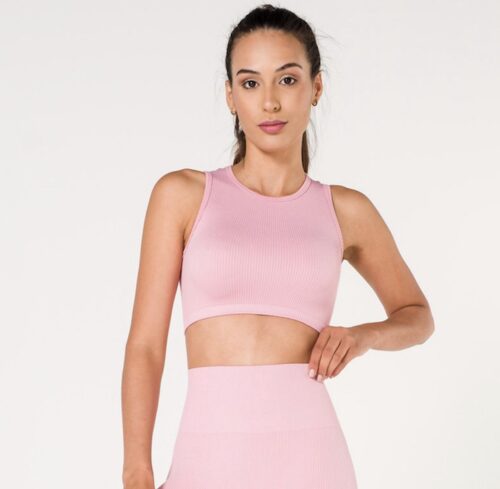 Lucas&Olivia- Sporttop Dames- Crop top Dames- Yoga- Pilates- Hardlopen- Wandelen- Fitness- Roze Maat S