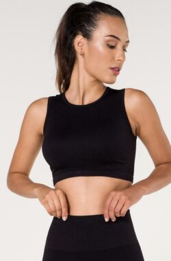 Lucas&Olivia- Sporttop Dames- Crop top Dames- Yoga- Pilates- Hardlopen- Wandelen- Fitness- Zwart Maat L