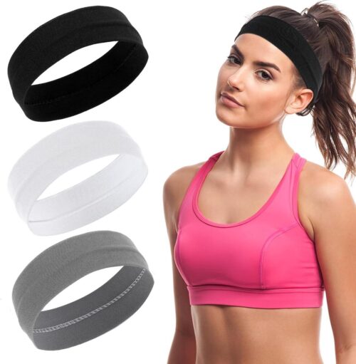 Lusofie 3 stuks elastische hoofdbanden voor mannen en vrouwen - antislip zweetband voor sport - hardlopen basketbal yoga gym trainingen Zweetband Hoofd