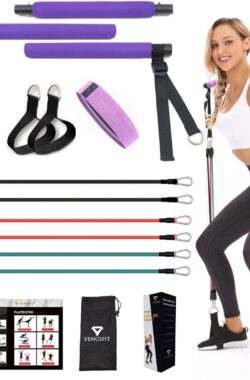 Luxe en Duurzame Pilates-stangenset met 6 staafjes, lichaamsvorm met verstelbare elastische weerstandsband, voor yoga, stretching, sculptuur, kniebuigingen, training in de sportschool, 25 kg – Pilates set voor Man en Vrouw