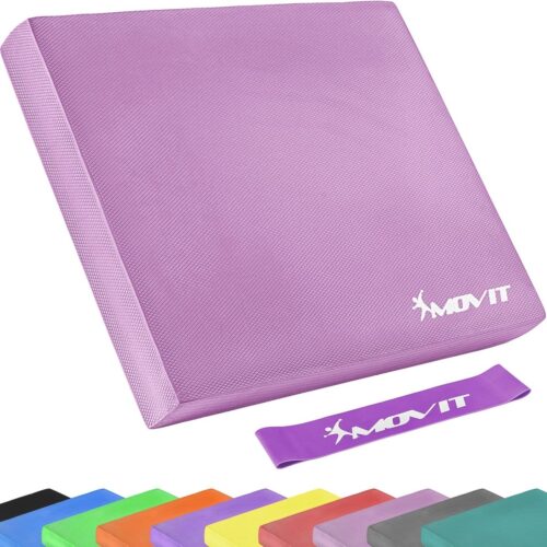 MOVIT® Balance Pad met Fitnessband - Set van 2 - Balanskussen - Yoga - Pilates - Meditatie - Roze