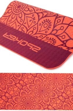 Mandala yogamat 183 x 61 x 04 cm – antislip – stabiliserend – veilig voor yoga pilates fitness gymnastiek – rood