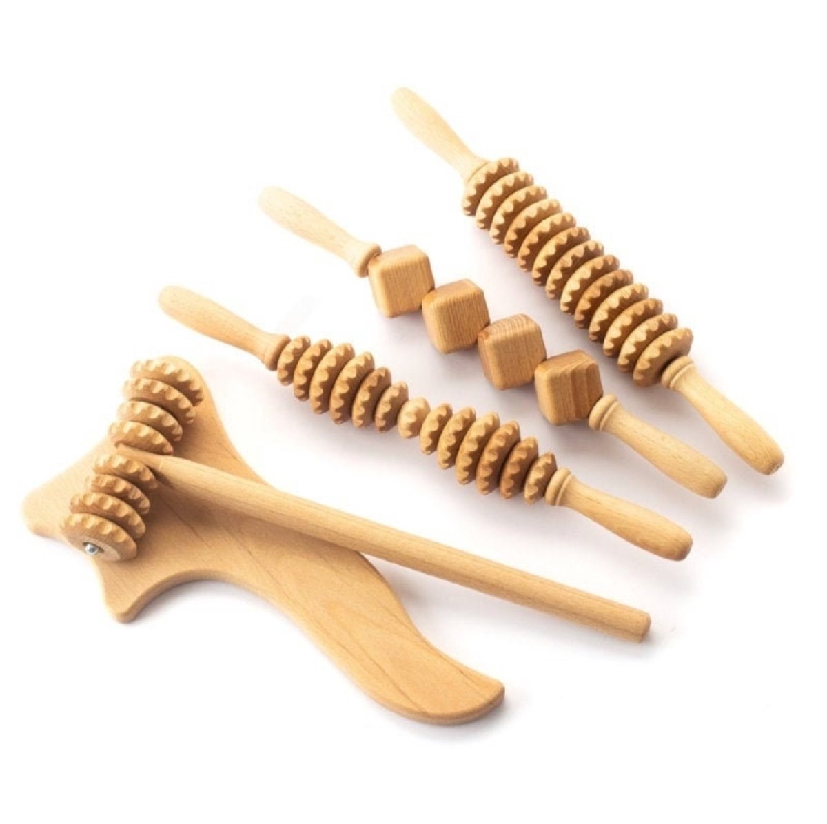 Massageroller | Hout | Spierknopen | Spiermassage | Triggerpoint | Madero Wood Therapie | anti-cellulis maderotherapie kit