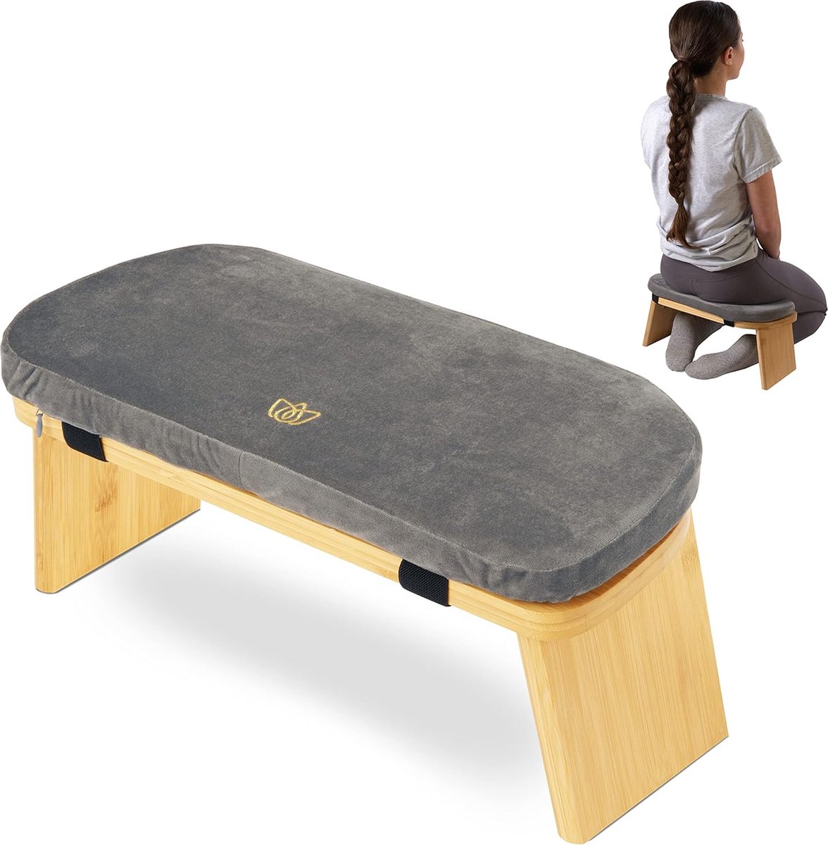 Meditatiebank - Opvouwbare meditatiebank - Ergonomische bamboe meditatiekruk - Stabiele meditatiestoel met meditatiekussen voor knielen & zitten - Diepere & langere meditatie