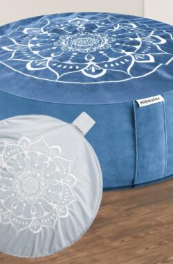 Meditatiekussen Yogakussen met 2 sets Comfortabel meditatiekussen, grote vloermat, boekweitzitting, Tibetaanse Zafu, yogameditatieaccessoires voor dames en heren (blauw en lichtblauw)