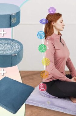 Meditatiekussen met fluwelen bekleding en traagschuim – comfortabel, ondersteunend meditatiekussen, yogakussen, gevuld met boekweitschalen, leuk cadeau voor vrouwen