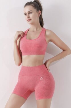 Mewave – Sportset roze – Dames – Sporttop en sportbroek – Sportkleding – Yoga legging – Hardloopbroek – Tiktok – Fitness – Maat S / M