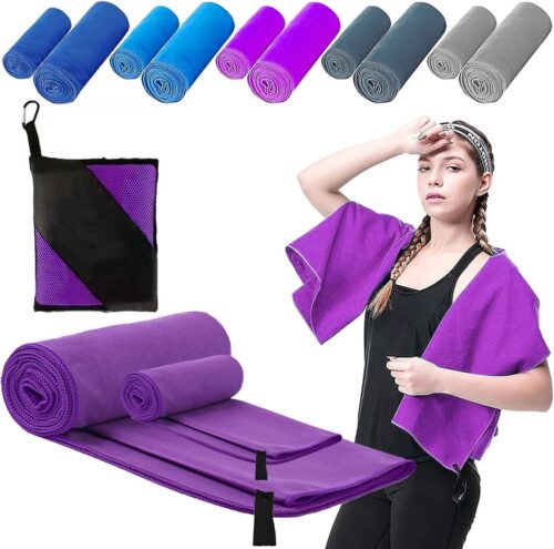 Microvezelhanddoekenset (badhanddoek en handdoek) compacte strandhanddoek, sneldrogende microvezelhanddoeken, keuze uit 5 kleuren, reishanddoek, sporthanddoek, ideaal voor fitness, buitenshuis en reizen