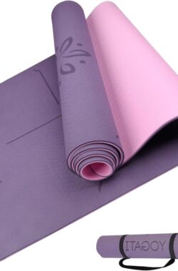 Milieuvriendelijke yogamat – TPE non-slip en dikke yogamat – Body Alignment Lines – Pilates Mat voor workout – Gym en Fitness