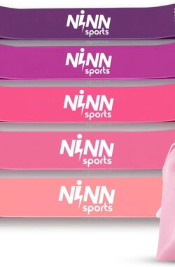 NINN Sports – Weerstandsbanden van hoge kwaliteit Paars – Set van 5 – Fitness elastiek – Extra sterk – Resistance band set – Incl. Opbergzakje