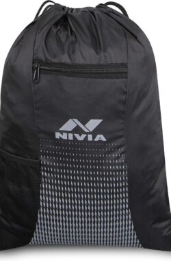 NIVIA String Backpack for Unisex ( Black, Material-Polyester ) with Sipper Pocket | Outdoor Bag | Lightweight | Durable | Water-Resistant