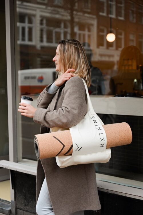 NXT NINE - tote bag - yoga tas - sporttas - yogatassen - sport tas yogamat - yoga tas totebag - naturel - sporttas dames - schoudertas