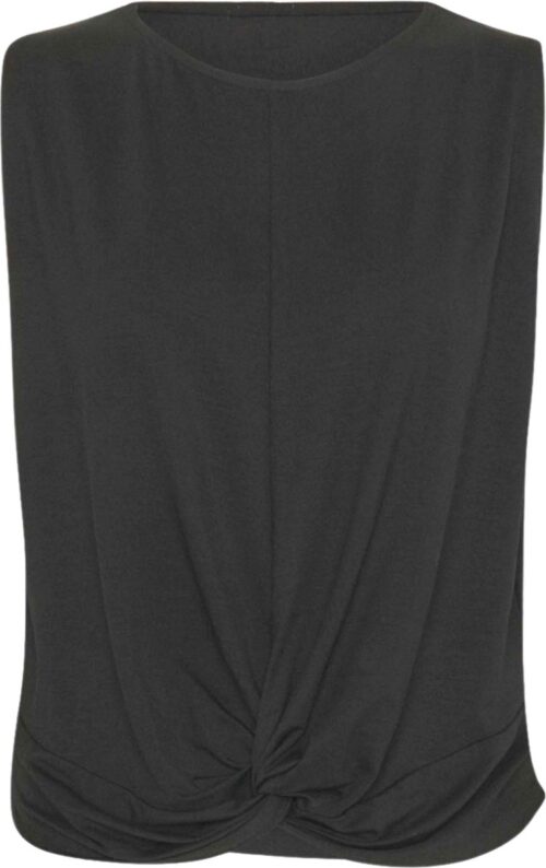 Namastae® Yoga shirt dames | Yoga top dames | Sport top met twist | Kort topje | Zwart | Maat 34 | Maat XS