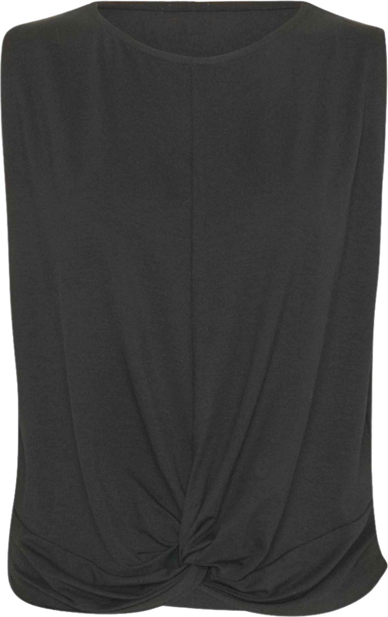 Namastae® Yoga shirt dames | Yoga top dames | Sport top met twist | Kort topje | Zwart | Maat 36 | Maat S