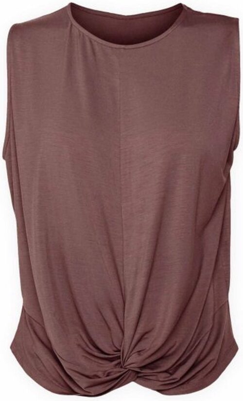 Namastae® Yoga top dames | Yoga kleding dames shirt | Sport shirt geknoopt | Kort topje | Taupe | Maat L