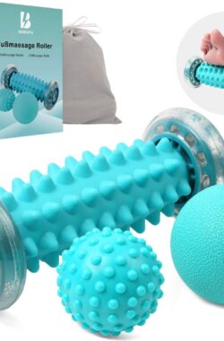 Neuste verbeterde versie voetmassageapparaat, voetmassage roller [set van 3] spierroller & ballen set, innovatieve voetmassageroller voet egelbal ter verlichting van spierpijn