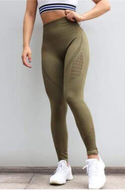 New Age Devi – Yoga-Broek/Groen/Naadloos/Hoge-Taille/Legging/Fitness/Maat-S