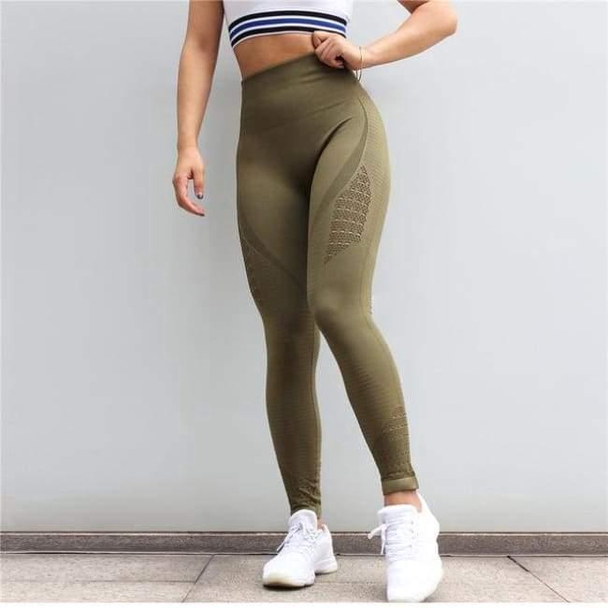 New Age Devi - Yoga-Broek/Groen/Naadloos/Hoge-Taille/Legging/Fitness/Maat-S