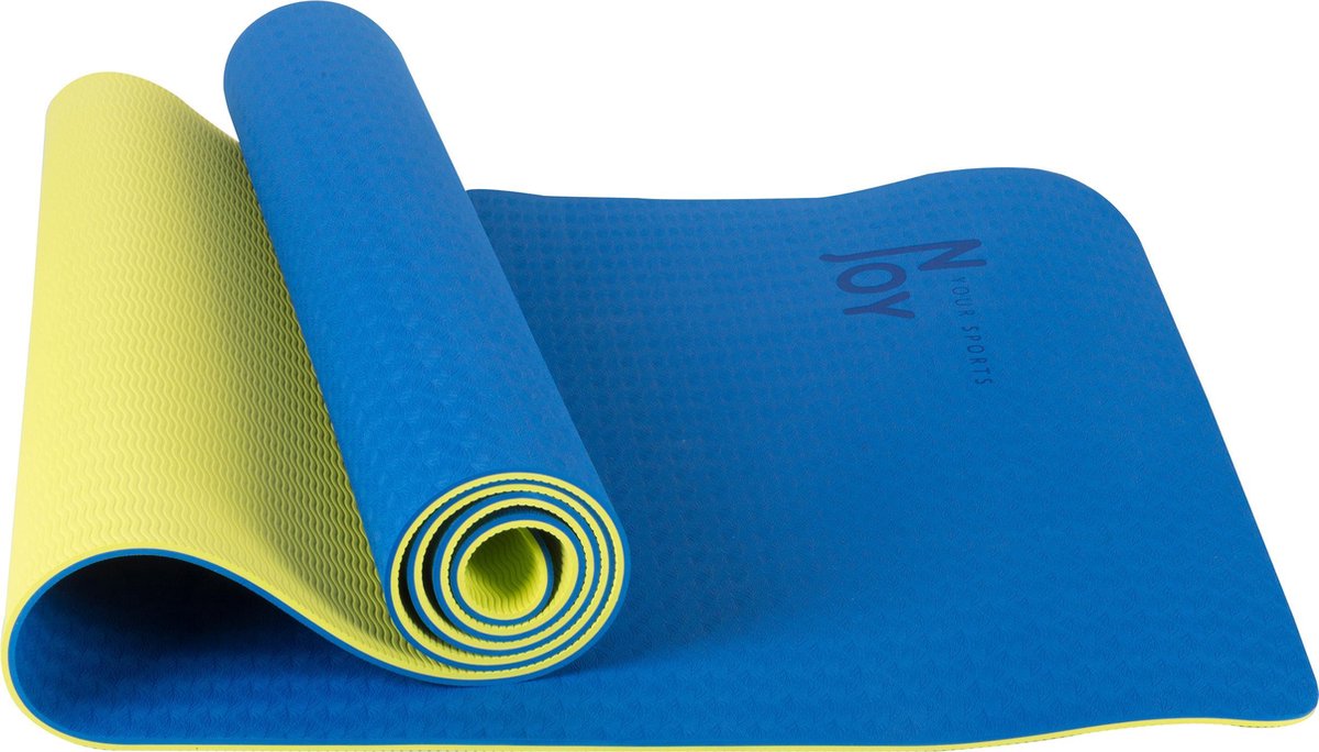 Njoy Your Sports Sportmat - Yogamat - Fitness Mat - Fitnessmat voor Thuis - Antislip - Blauw/Geel - 183 x 61cm