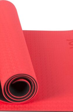 Njoy Your Sports Sportmat – Yogamat – Fitnessmat – Fitness – Antislip – Rood – Zwart – 183x61x0.6cm