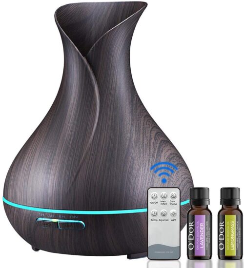 O'dor® Aroma Diffuser - EXTRA 2 x 10Ml Etherische Olie - Luchtbevochtiger - Aromatherapie - Geurverspreider - Donkerbruin