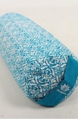 Om Namaste Bolster Design Turquoise Yogabolster – Gevuld met Boekweitkaf