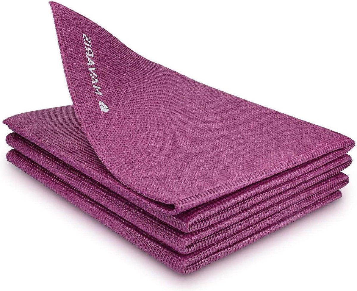 Opvouwbare yogamat voor op reis - 4 mm dik - Antislip sportmat voor yoga pilates fitness - Binnen en buiten