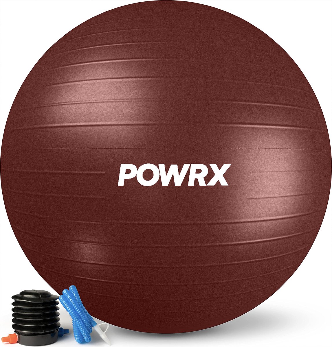 POWRX Oefenbal met ballenpomp en workout I Zitbal Pilates Yogabal Anti-Burst Verschillende maten 55, 65, 75, 85, 95 cm en kleuren I Bureau- en balansstoel, paddenstoelmes met borstel