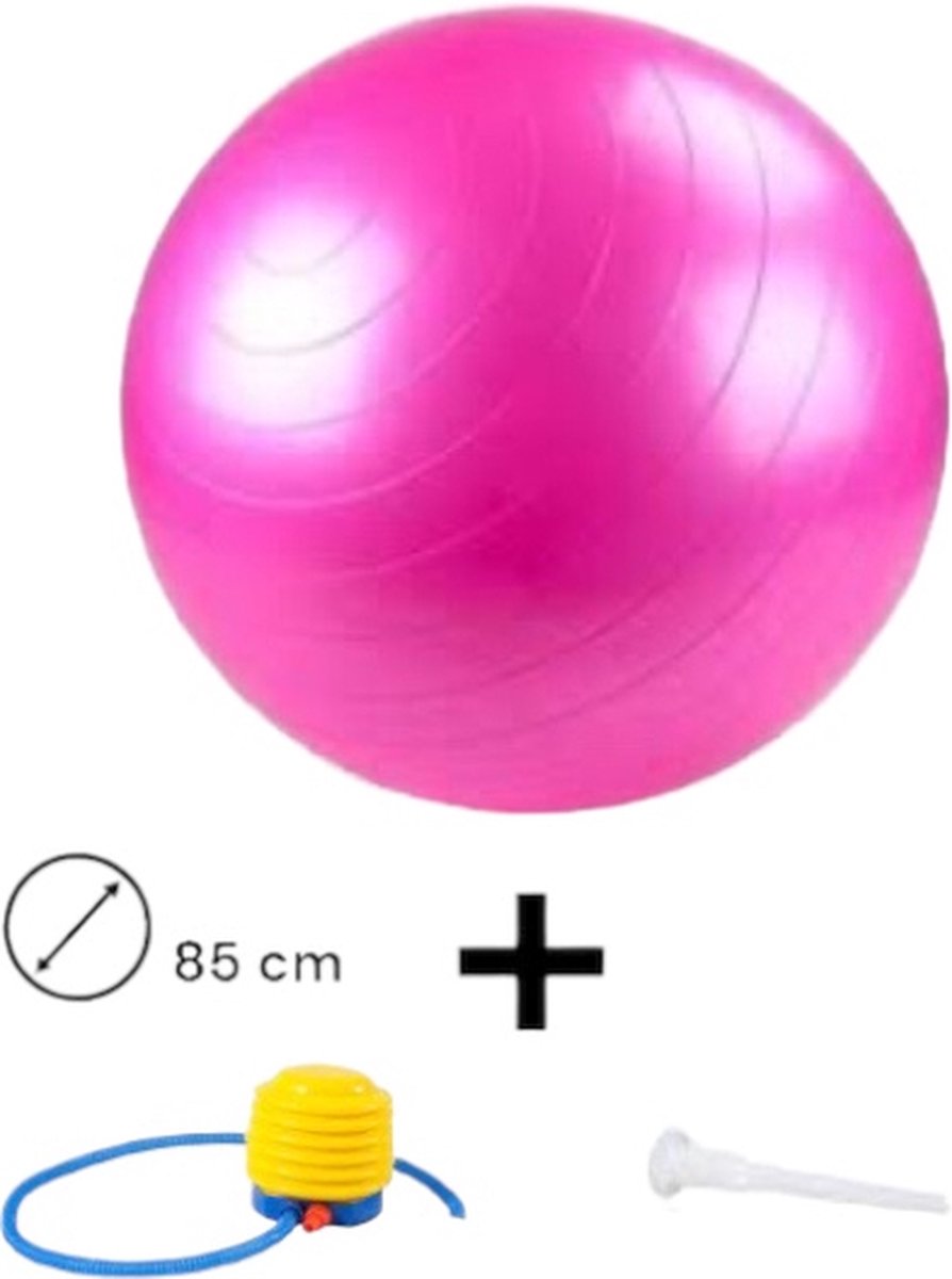 Padisport - Yoga bal - 85 cm - zwangerschapsbal - yoga bal inclusief pomp - fitnessbal - pilates bal - yoga bal roze - yoga bal 85 cm - yoga - fitness - roze