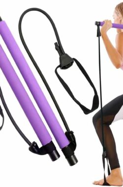 Pilates Bar Kit, met verstelbare weerstandsband, draagbare pilates trainingsbar stick voor rekken, yoga, vormen, trainen, sit-ups, afvallen