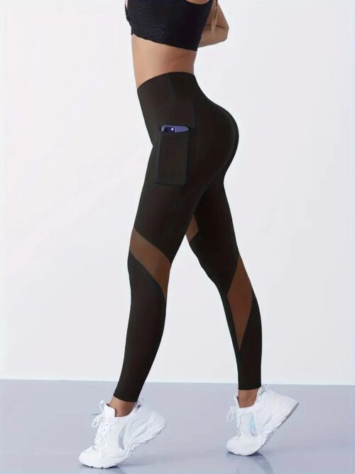 Pocket Legging - Dames - Sportlegging - Vrouwen - High Waist - Yoga - Broek - Mesh panelen - Telefoon Zakken - Fitness - Atletisch - Comfortabel